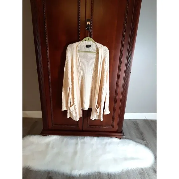 VICI Womens Size S/M Light Soft Yellow Cable Knit Oversized Open Front Cardigan