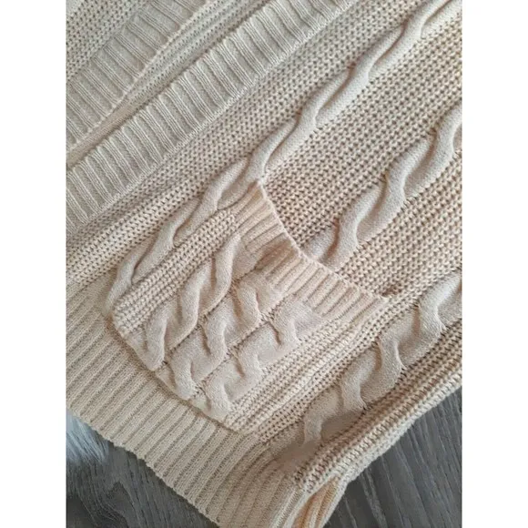 VICI Womens Size S/M Light Soft Yellow Cable Knit Oversized Open Front Cardigan