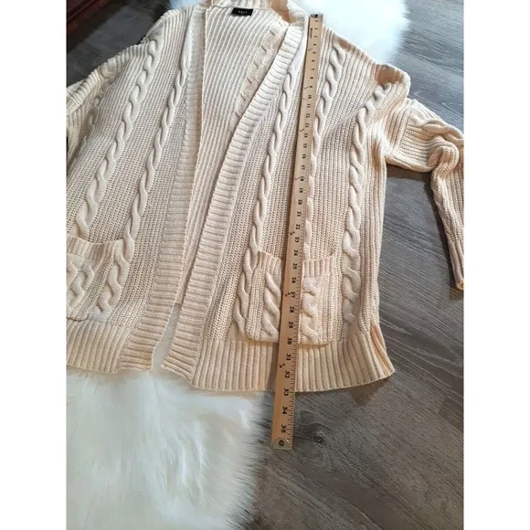 VICI Womens Size S/M Light Soft Yellow Cable Knit Oversized Open Front Cardigan