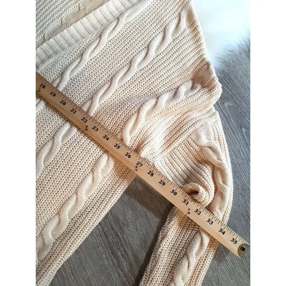 VICI Womens Size S/M Light Soft Yellow Cable Knit Oversized Open Front Cardigan