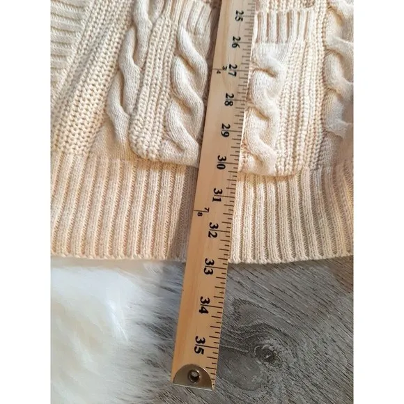 VICI Womens Size S/M Light Soft Yellow Cable Knit Oversized Open Front Cardigan