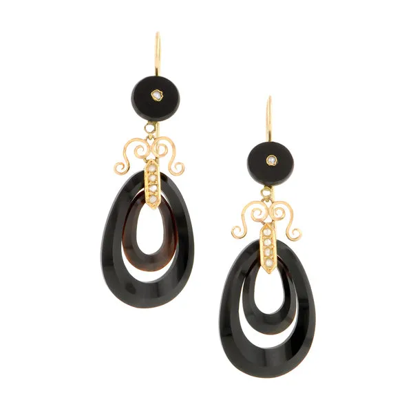 Victorian Onyx Drop Earrings