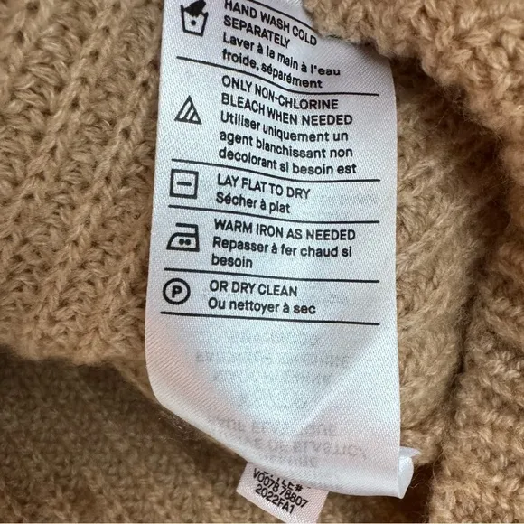 VINCE | Mélange Ribbed Wool &amp; Cashmere Blend Mock Neck Sweater | Camel Tan | XS