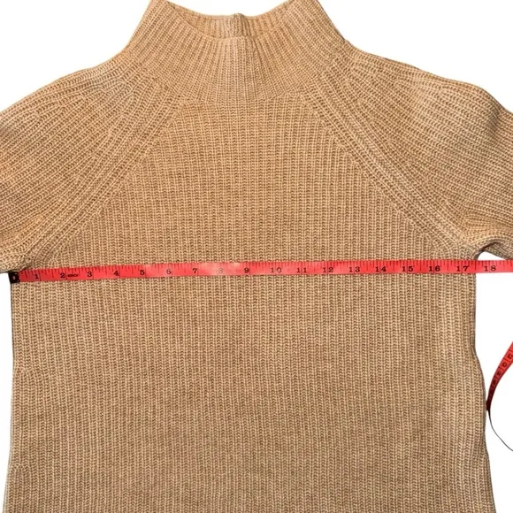 VINCE | Mélange Ribbed Wool &amp; Cashmere Blend Mock Neck Sweater | Camel Tan | XS