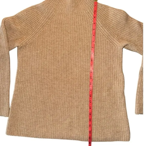 VINCE | Mélange Ribbed Wool &amp; Cashmere Blend Mock Neck Sweater | Camel Tan | XS