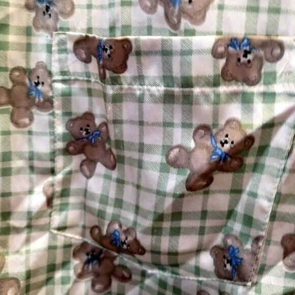 Vintage 90s Satin Teddy Bear Pajama Top Size Small