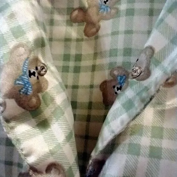 Vintage 90s Satin Teddy Bear Pajama Top Size Small
