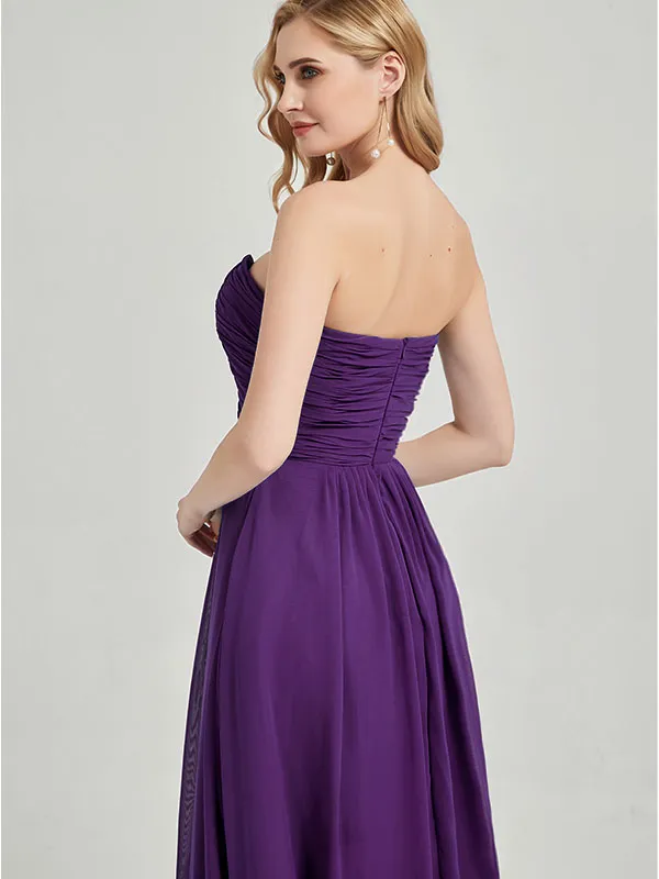 Vintage Mauve Strapless Sweetheart  Chiffon Maternity Bridesmaid Dress