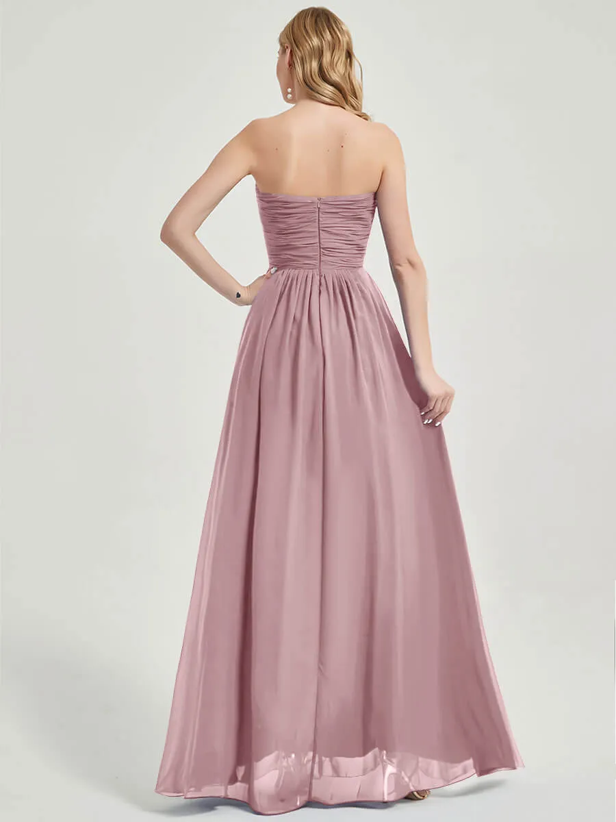 Vintage Mauve Strapless Sweetheart  Chiffon Maternity Bridesmaid Dress