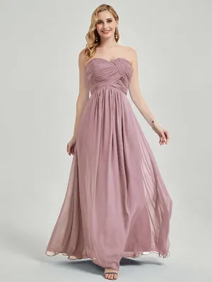 Vintage Mauve Strapless Sweetheart  Chiffon Maternity Bridesmaid Dress
