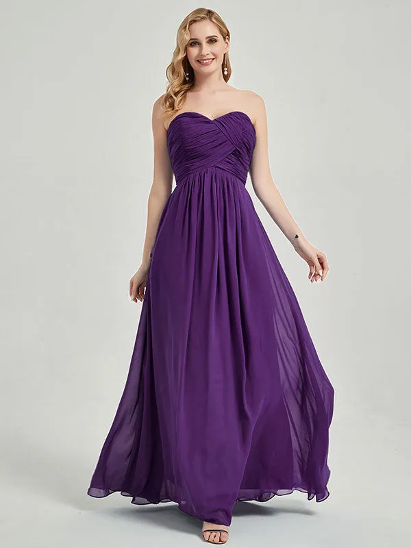 Vintage Mauve Strapless Sweetheart  Chiffon Maternity Bridesmaid Dress