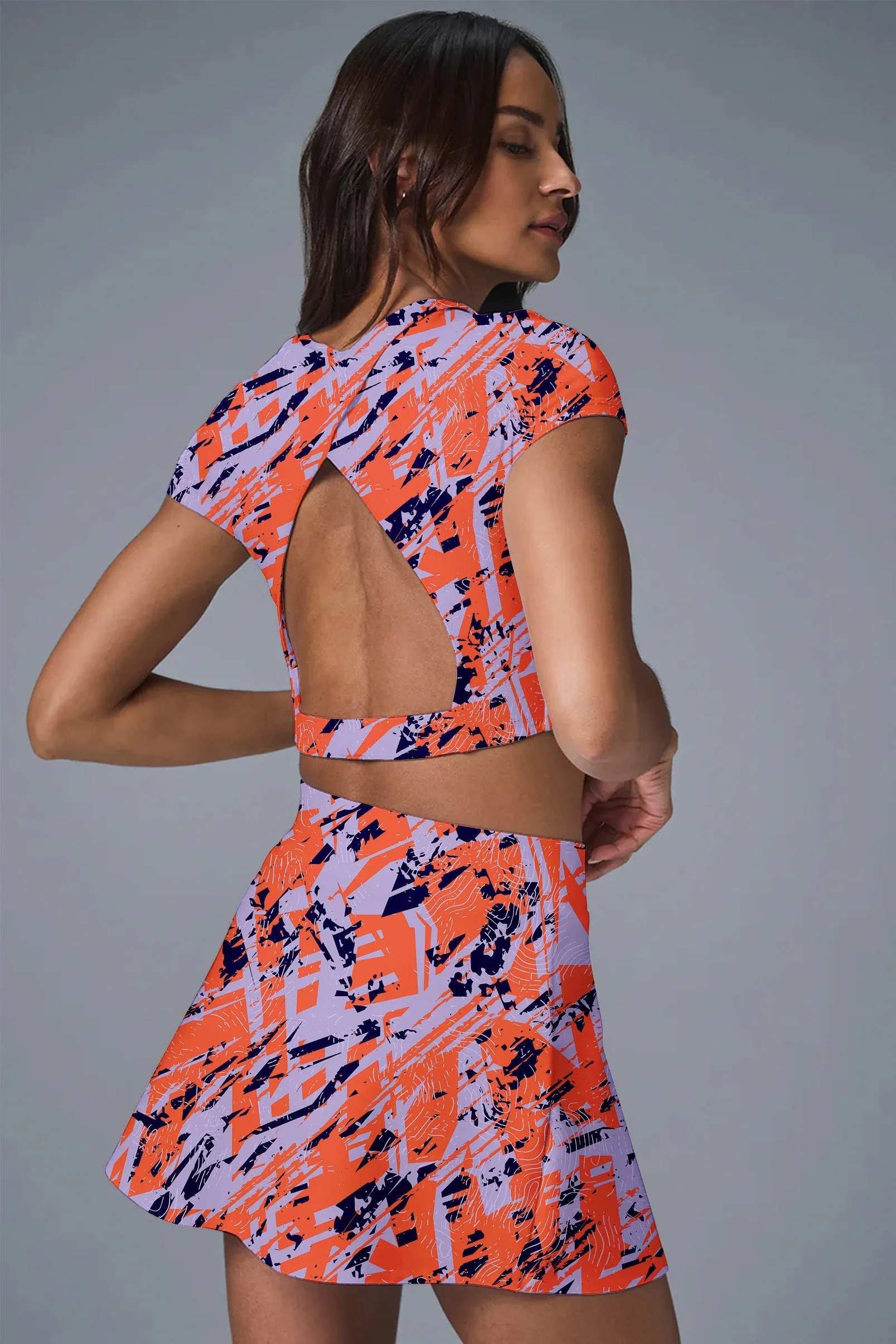 Violet Blaze Active Set in Abstract Red and Indigo