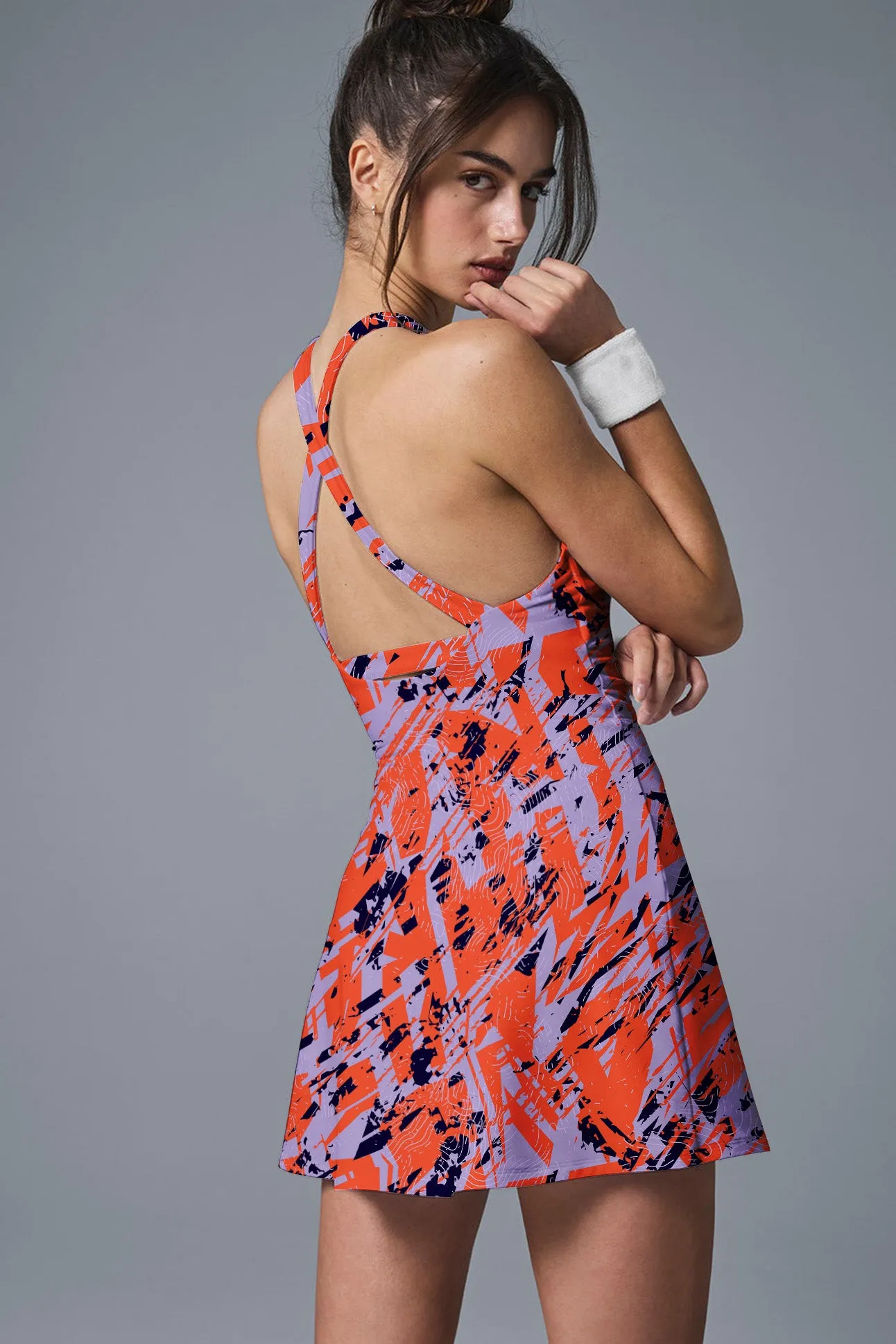 Violet Blaze Active Set in Abstract Red and Indigo