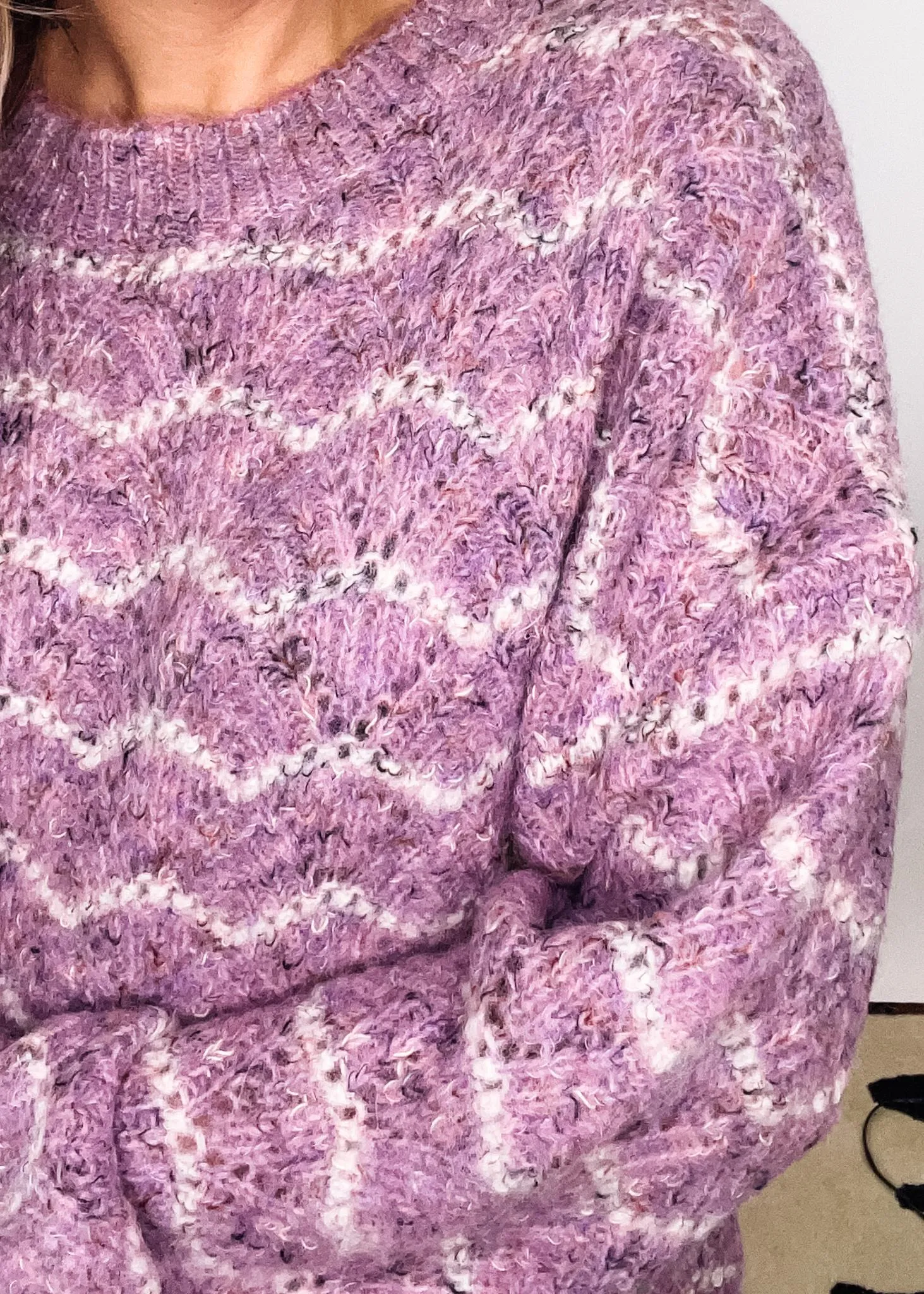 Wave Striped Soft Knit Pullover