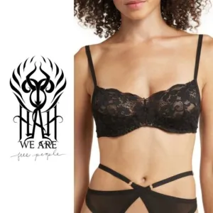 We Are HAH NWT Free People Hook Up Wireless Demi Bra In Noir - Size B 30-38