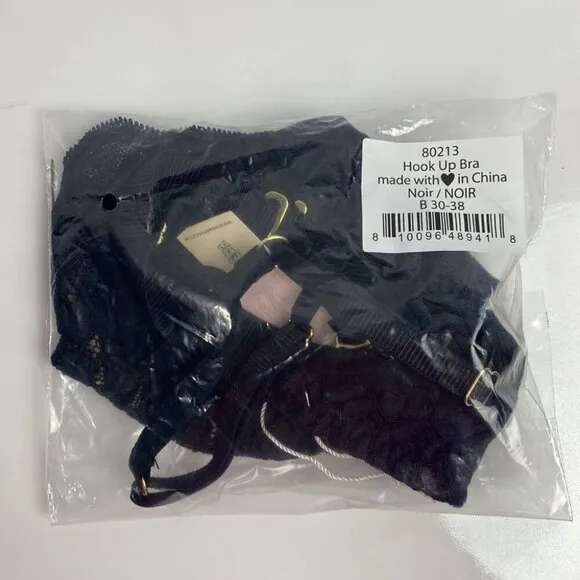 We Are HAH NWT Free People Hook Up Wireless Demi Bra In Noir - Size B 30-38