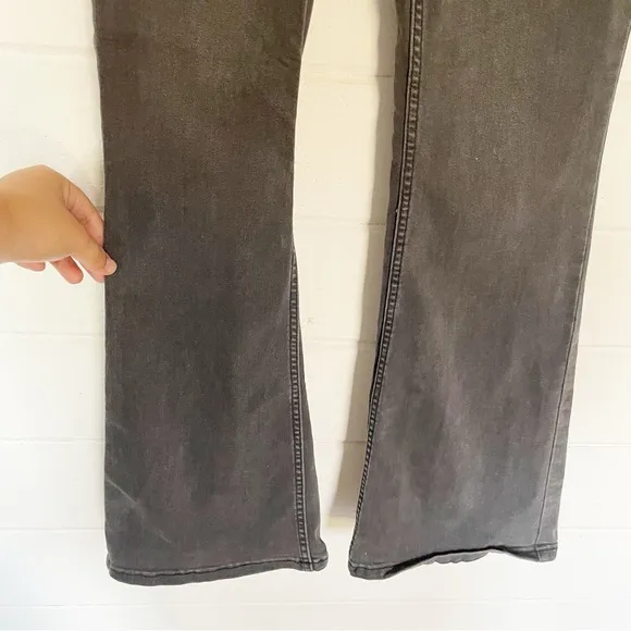 We The Free High Rise Crossover Waistband Stretchy Flared Washed Black Jeans 31