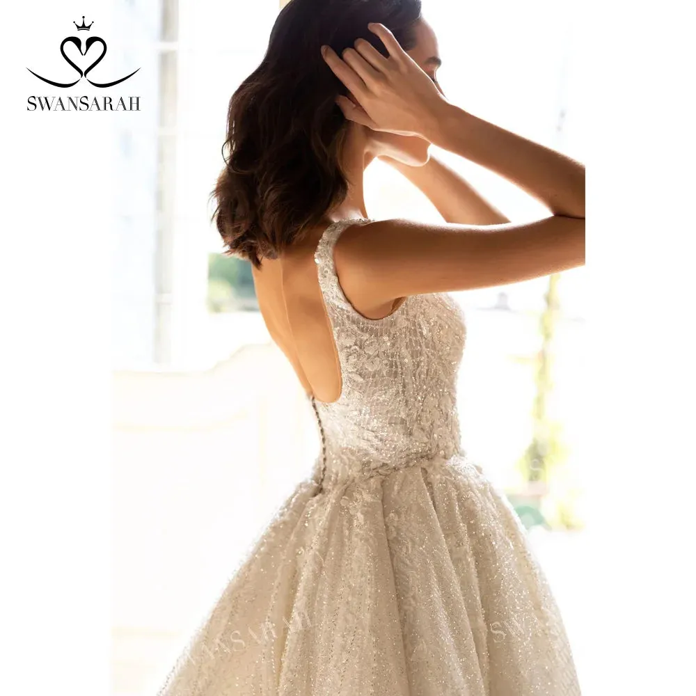 Wedding Dress Appliques Backless A-Line Princess Bride Gown