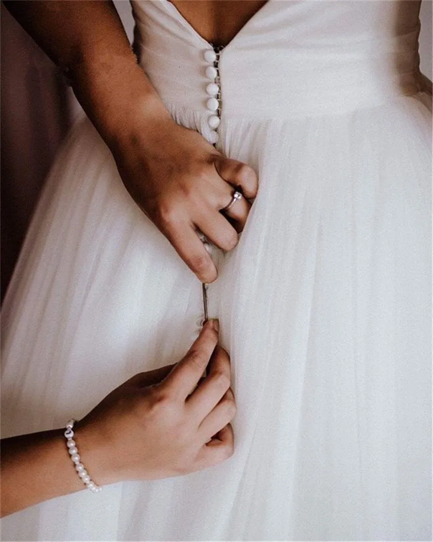 Wedding Dress Bow-knot Design A Line Backless Sleeveless Bridal Gown