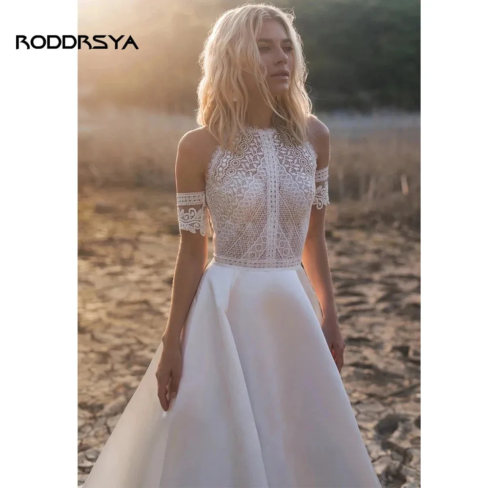 Wedding Dress For Women A-line Boho Lace Detachable