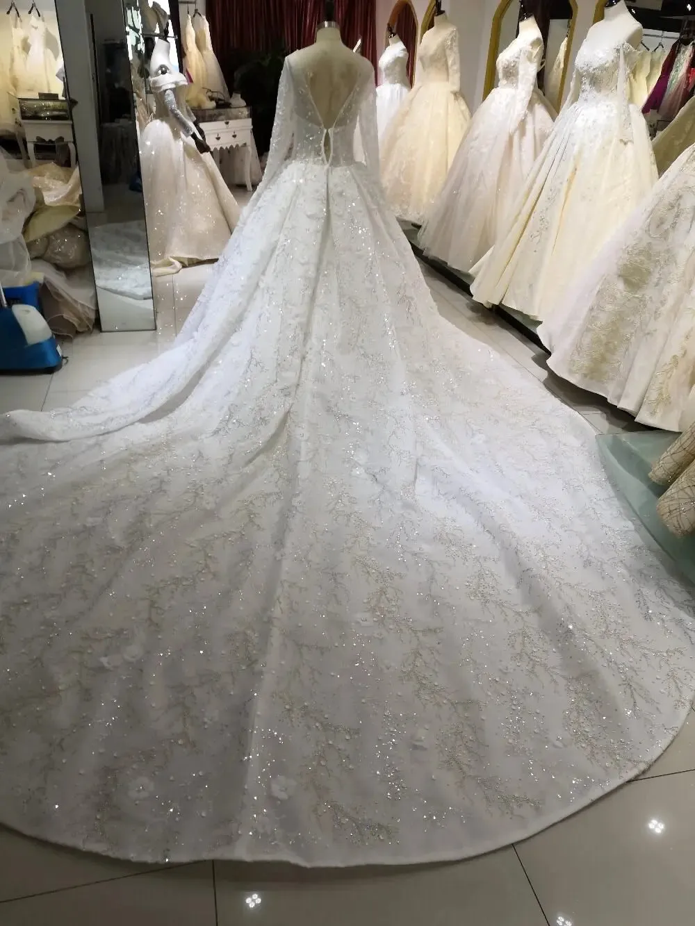 Wedding Dress Long Sleeve 3D Floral Wedding Bridal Gowns robe de mariee
