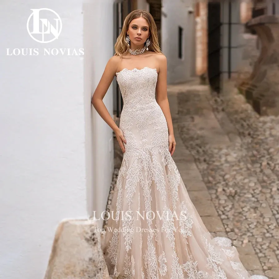Wedding Dress Modern Detachable Train With Long Sleeve Jacket Appliques