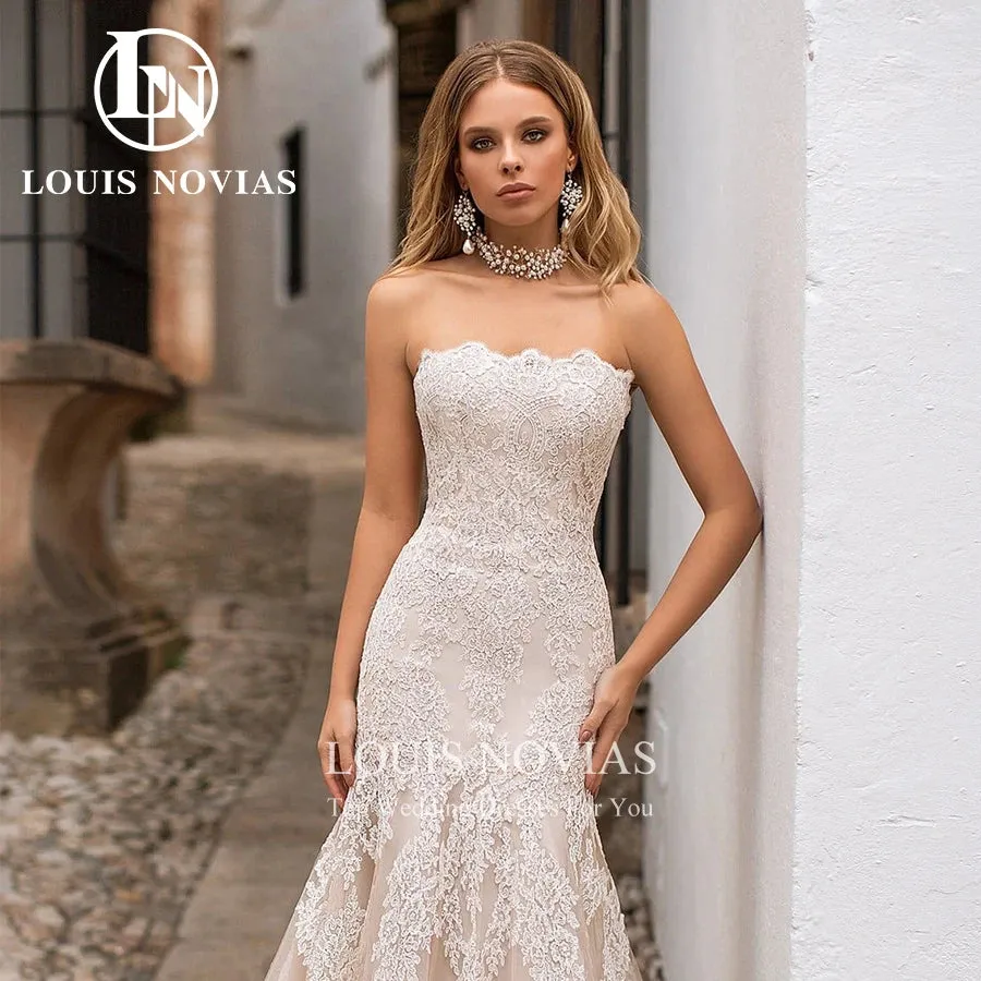Wedding Dress Modern Detachable Train With Long Sleeve Jacket Appliques