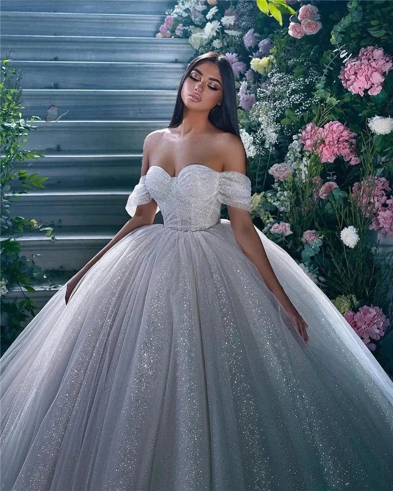 Wedding Dresses A Line Off The Shoulder Bride Dress Sweetheart Neck