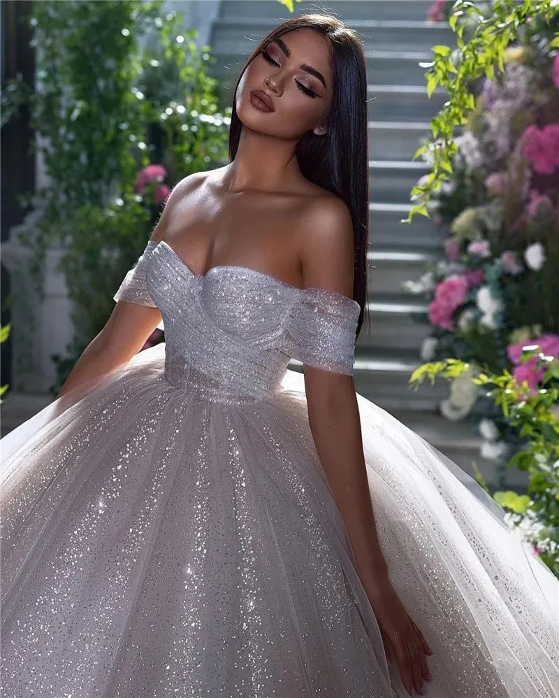 Wedding Dresses A Line Off The Shoulder Bride Dress Sweetheart Neck