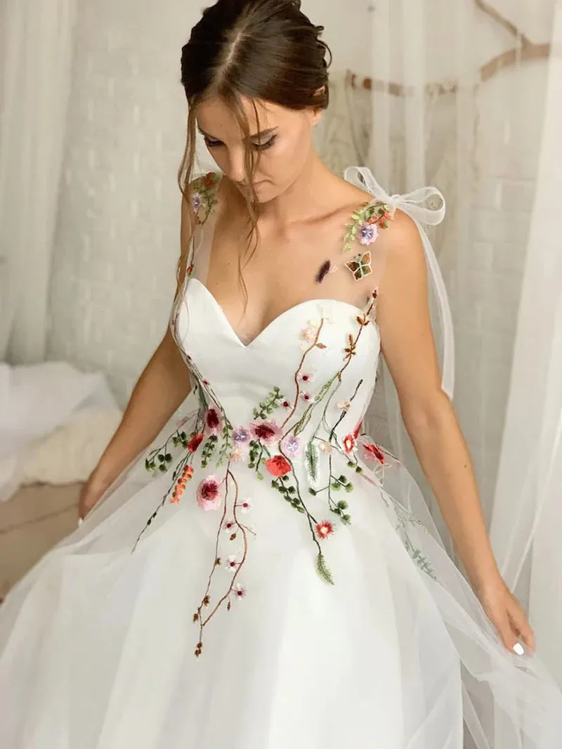 Wedding Dresses Backless Bridal Gown Lace Up Fairy Bohemian