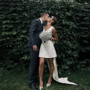 Wedding Dresses Boho Large Bow V Neck Robe De Mariee Short Bridal Gown