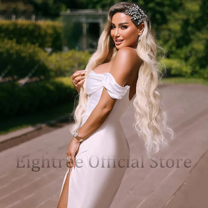 Wedding Dresses Boho Off The Shoulder Side Slit Bridal Dress Boho