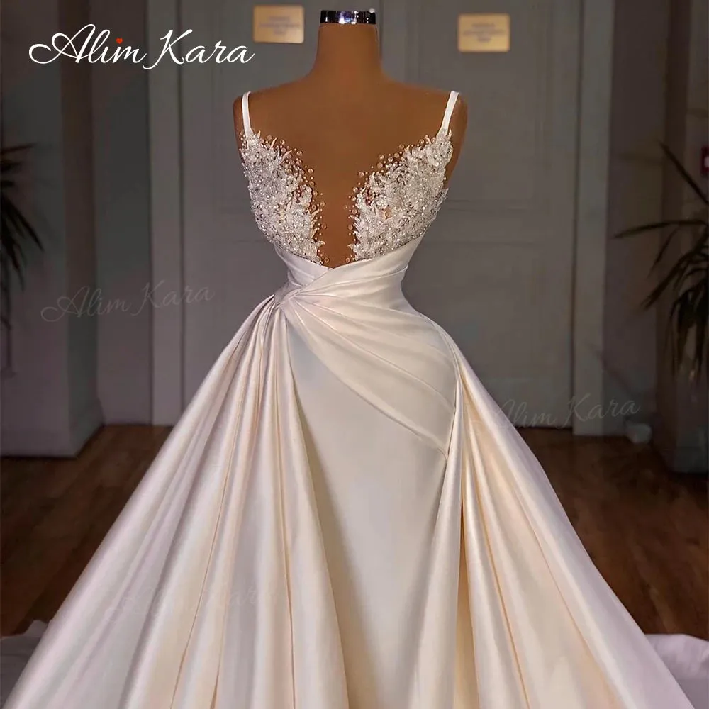 Wedding Dresses for women Satin Mermaid Court Train Bridal Gowns
