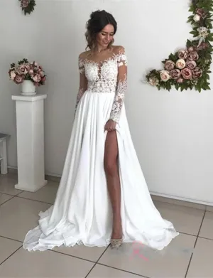 Wedding Dresses Sweetheart A-Line Chiffon Appliques Simple Boho