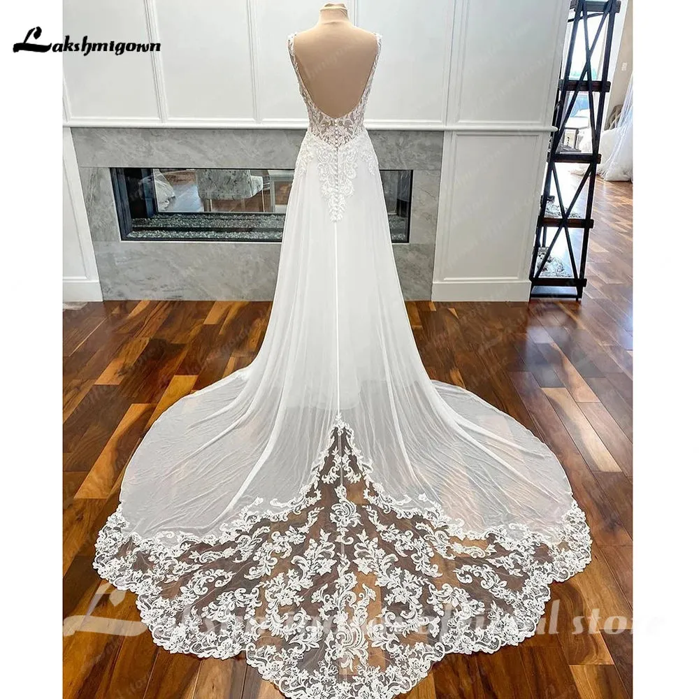 Wedding Gowns Open Back Vintage Bridal Boho Long Wedding Dresses