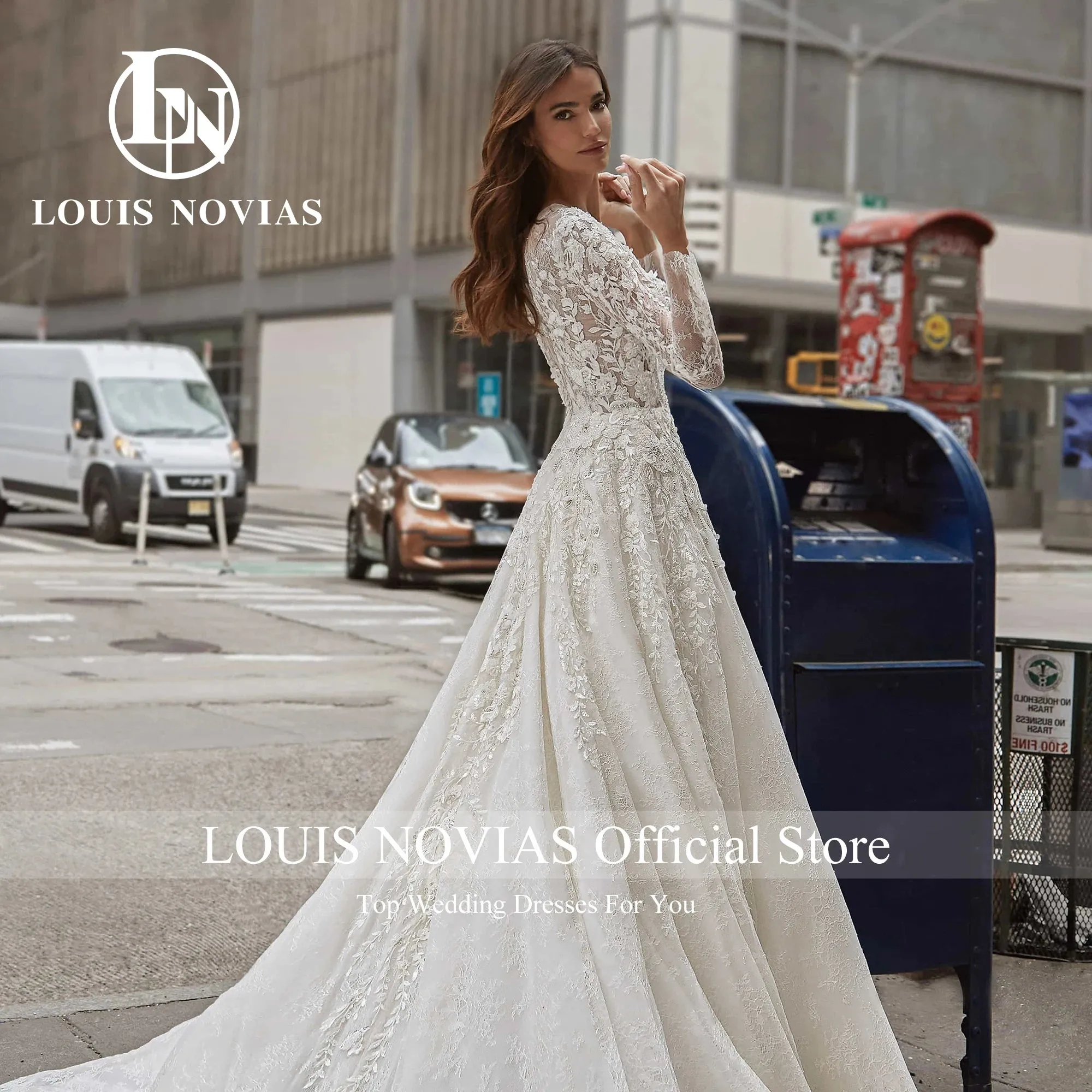 Wedding Guest Dresses: A-Line Long Sleeve Wedding Dresses Sequined Illusion Beading