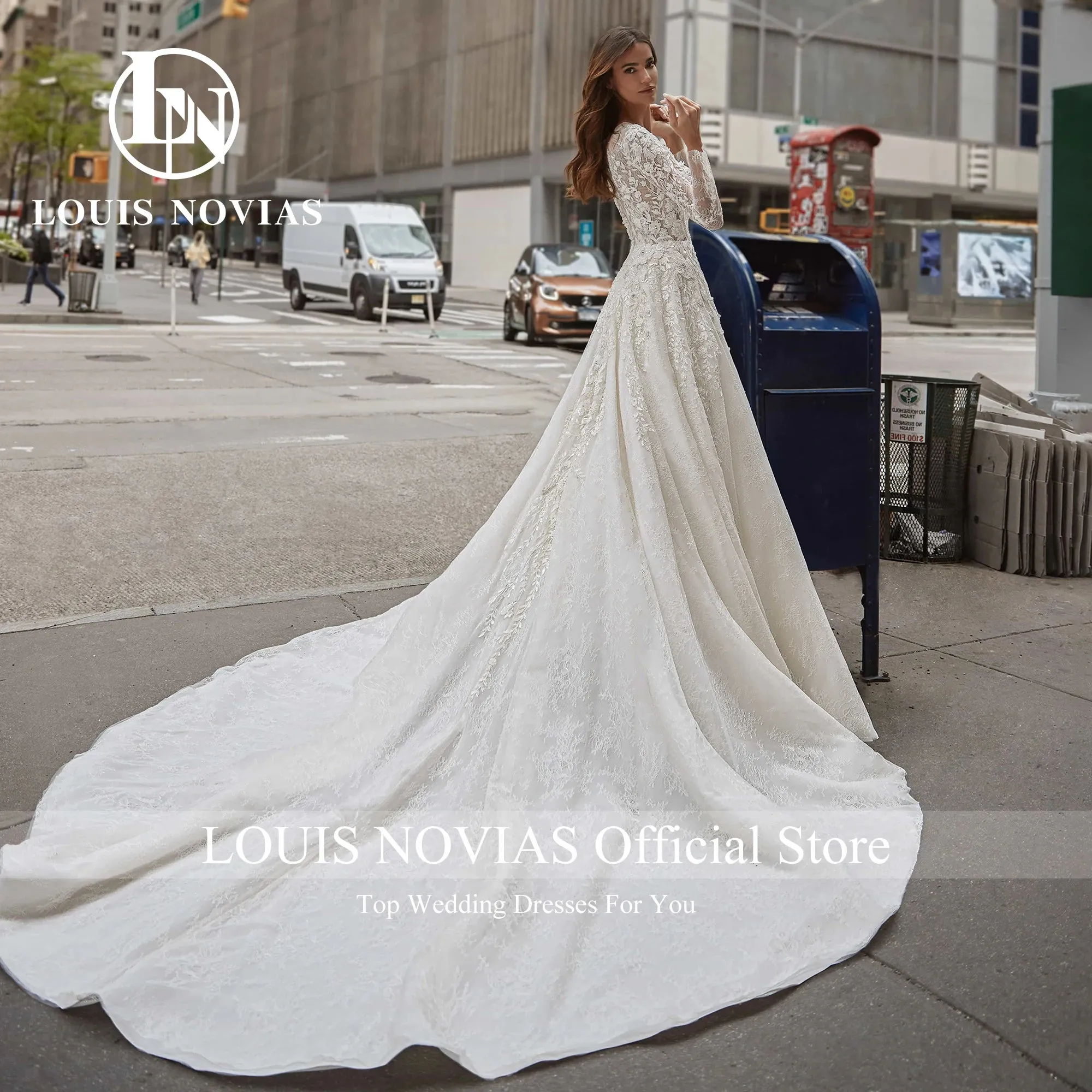 Wedding Guest Dresses: A-Line Long Sleeve Wedding Dresses Sequined Illusion Beading