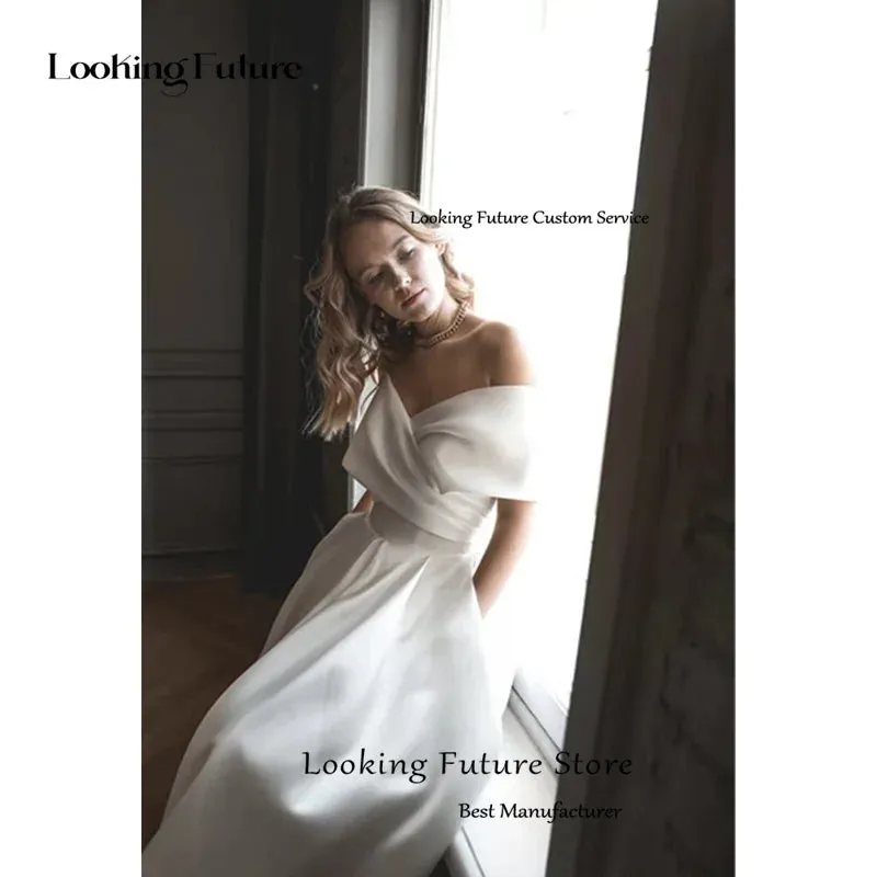 Wedding Guest Dresses: A-Line Wedding Dress Strapless Boho Wedding Gown