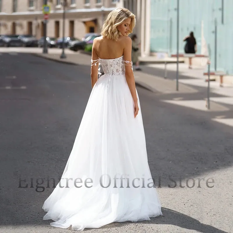 Wedding Guest Dresses: A-Line Wedding Dresses Women Sweetheart Appliques