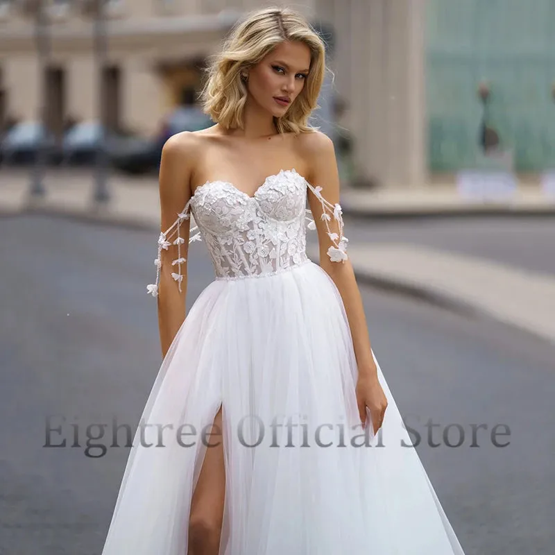 Wedding Guest Dresses: A-Line Wedding Dresses Women Sweetheart Appliques