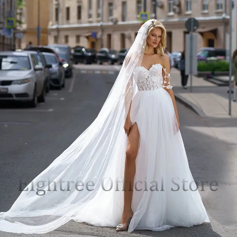 Wedding Guest Dresses: A-Line Wedding Dresses Women Sweetheart Appliques