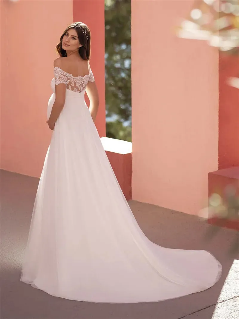 Wedding Guest Dresses: Long Wedding Dress For Woman Short Sleeves