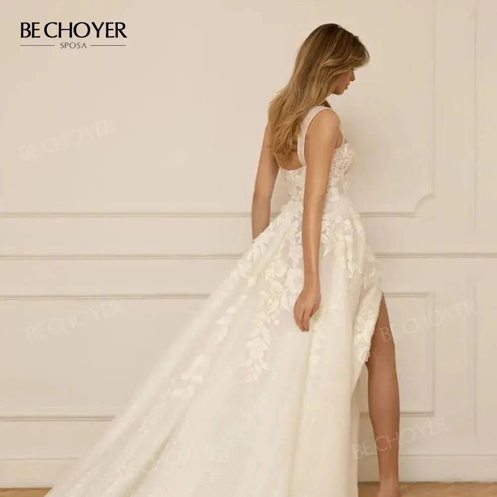 Wedding Guest Dresses: Wedding Dress Appliques Bride Gown Split Beach Party Princess
