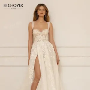 Wedding Guest Dresses: Wedding Dress Appliques Bride Gown Split Beach Party Princess