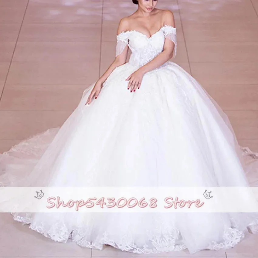 Wedding Guest Dresses: Wedding Dresses Elegant Off Shoulder Tulle Bridal