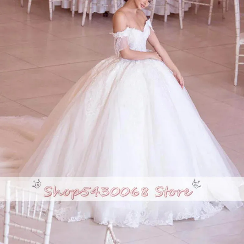 Wedding Guest Dresses: Wedding Dresses Elegant Off Shoulder Tulle Bridal