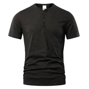 West Louis™ Designer Men Casual Short Sleeve Henry Tee