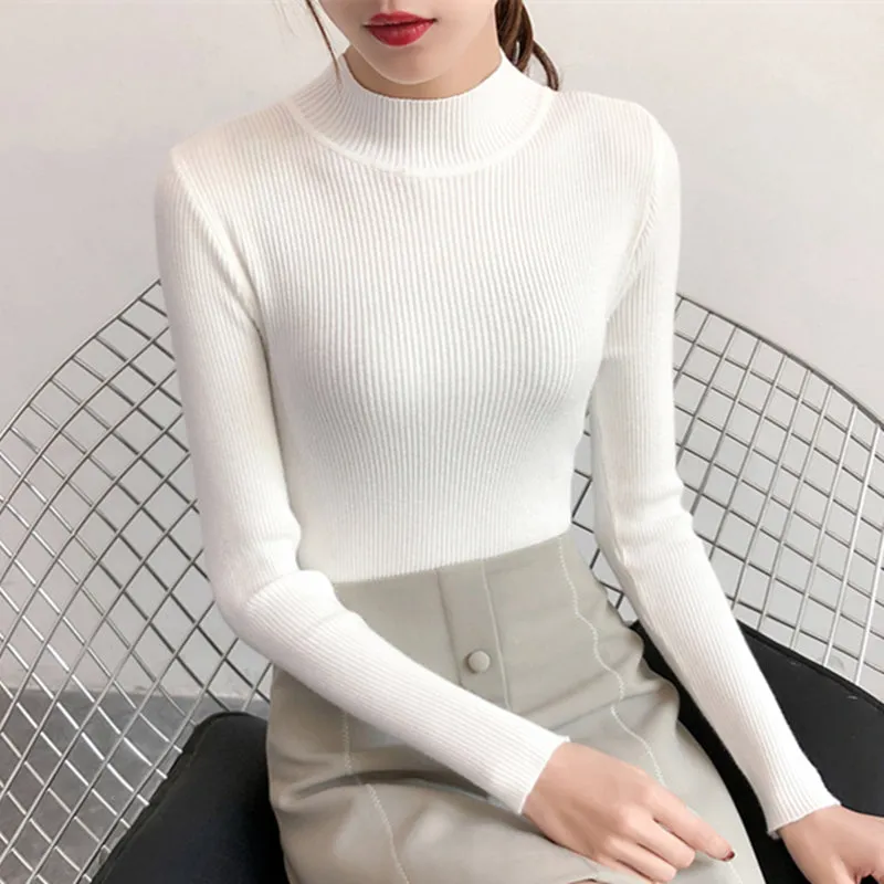 White High Neck Flat Knit Top