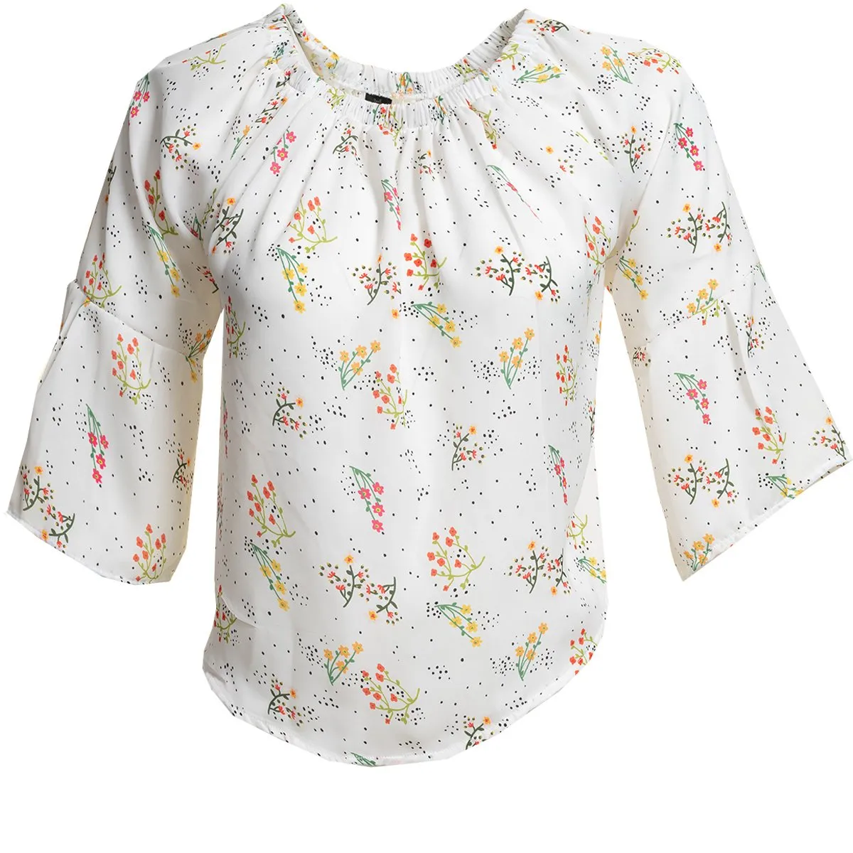 White Long Sleeve Off the Shoulder Blouse for Women - Going Out Floral Tops for Ladies
