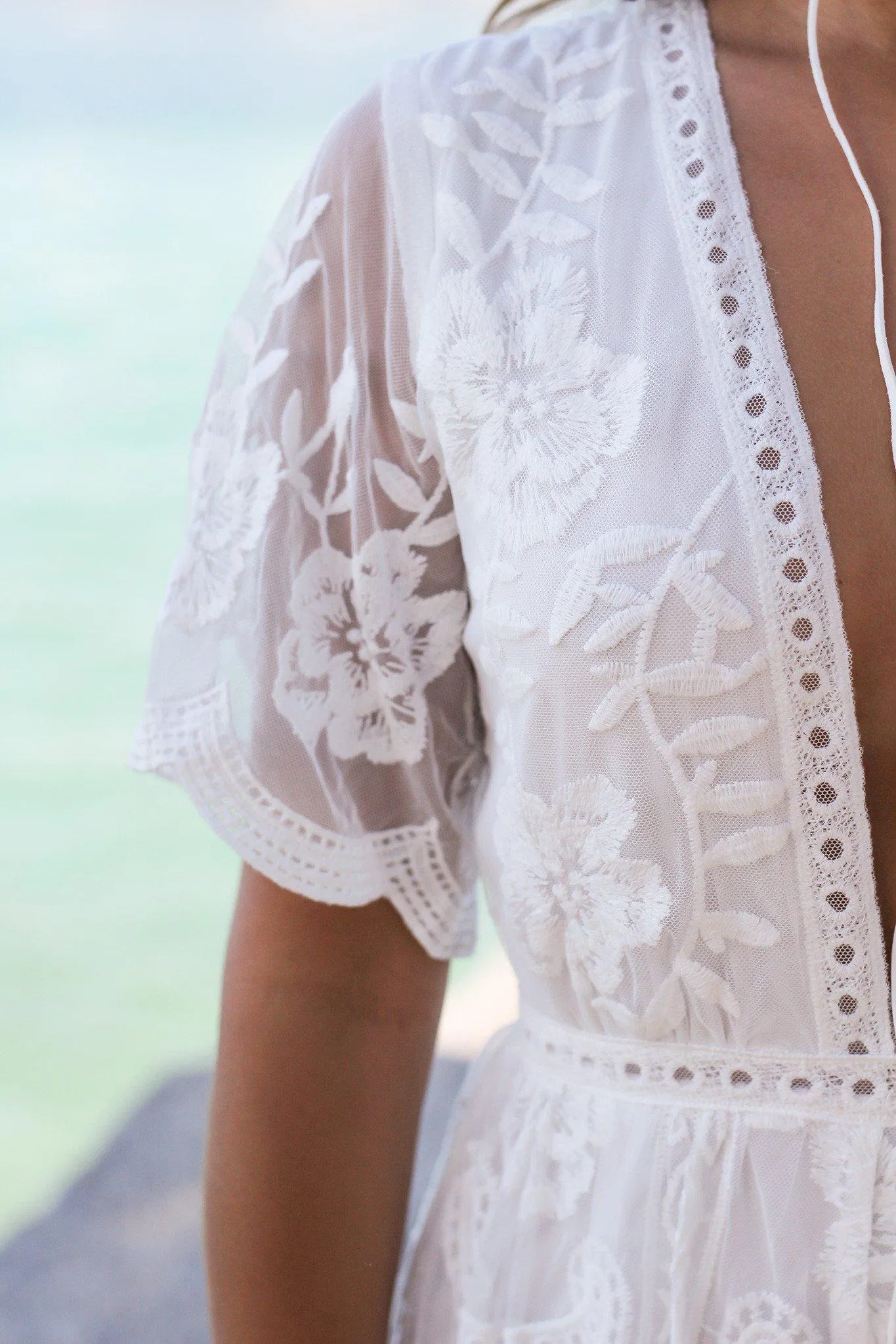 White Short Lace Romper
